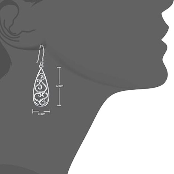 925 Sterling Silver Dangle Earrings - Picture 3 of 3